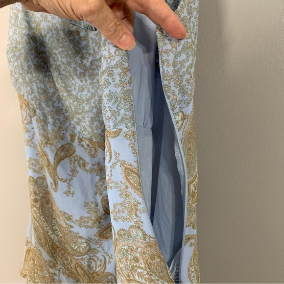 Ecote blue sleeveless spaghetti strap asymmetrical paisley blouse.‎ Size XL - Picture 7 of 12